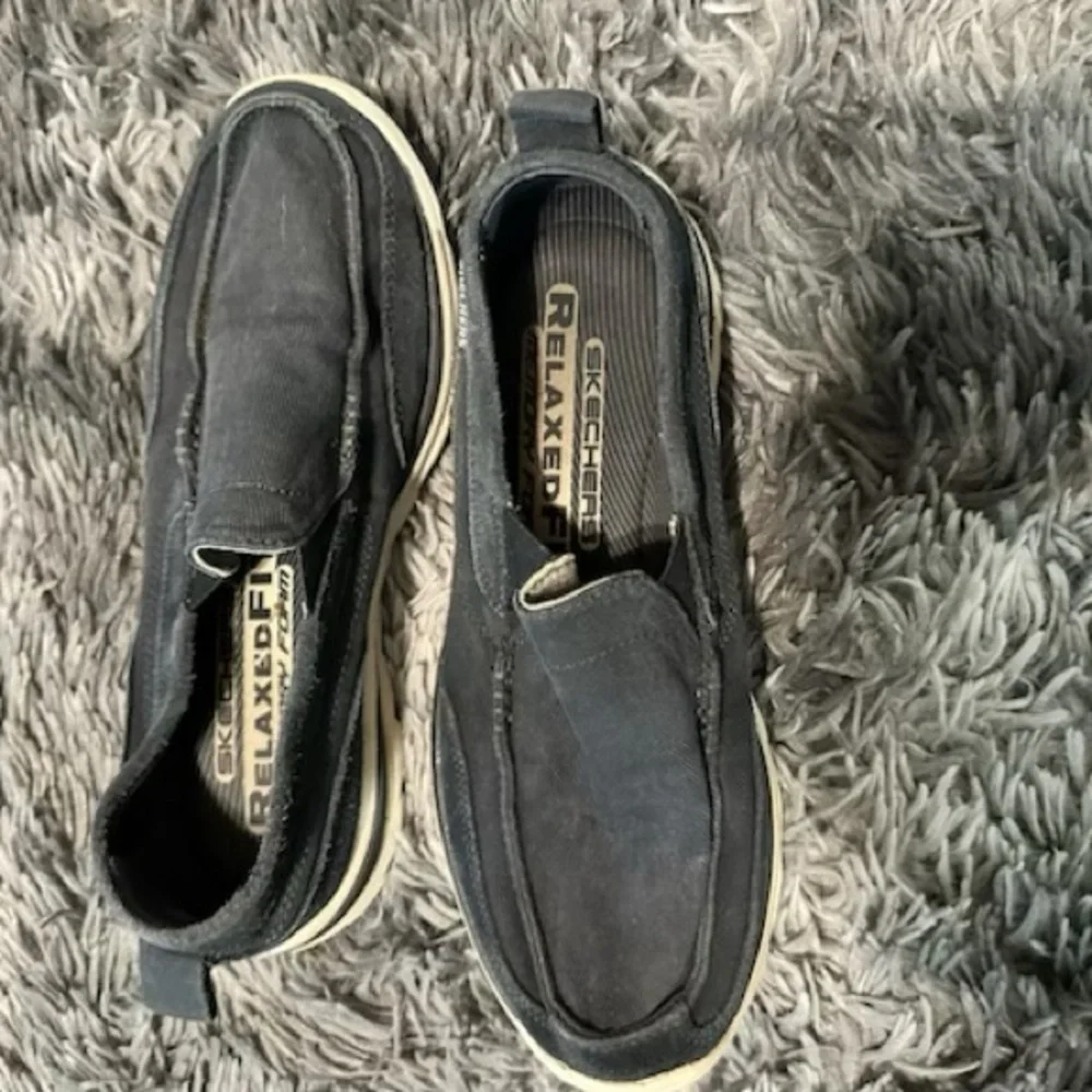 Skechers Blue Textile Slip-Ons